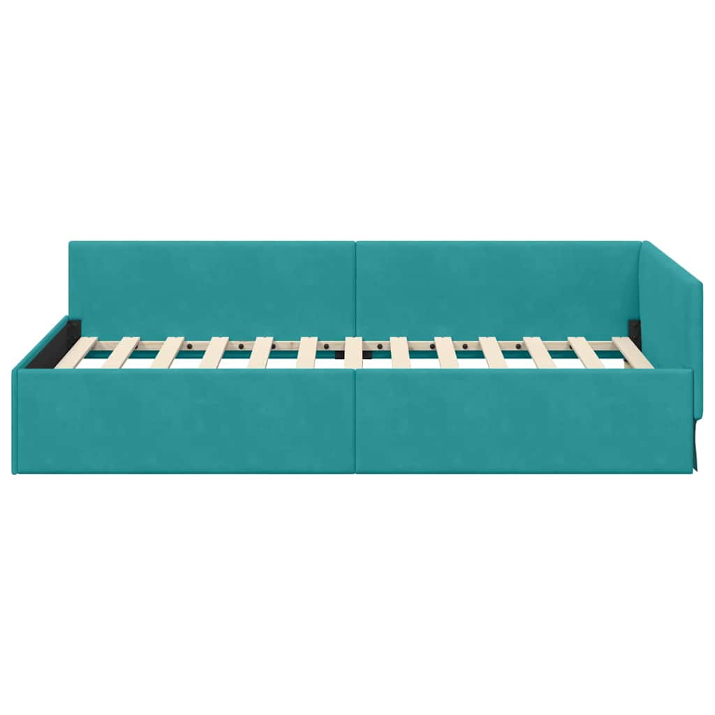 Kutni okvir kreveta Tirkizna 100 cm x 200 cm Baršun