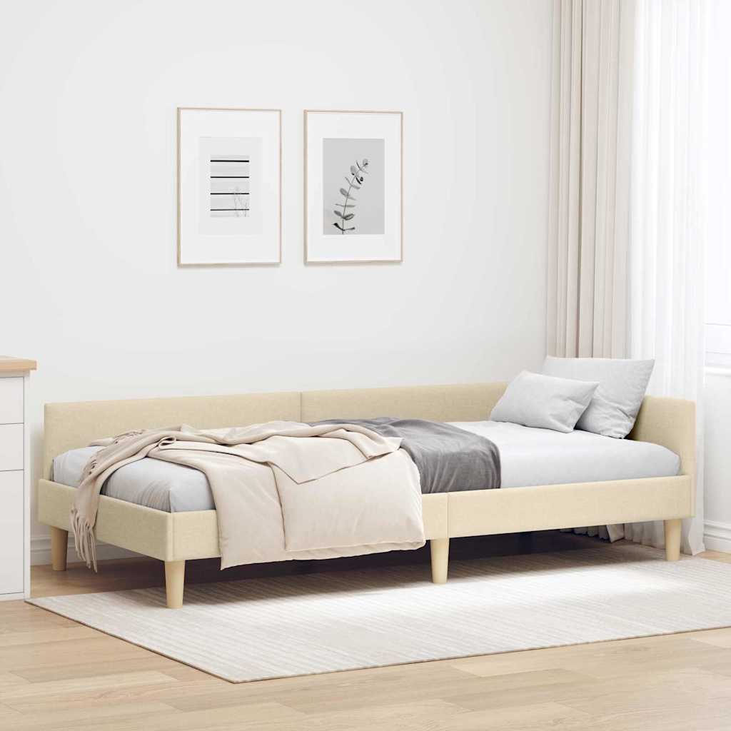 Kutni okvir kreveta Krema 80 x 200 cm tkanina