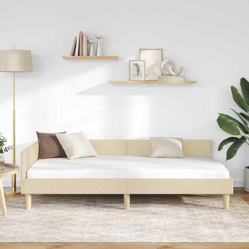 Kutni okvir kreveta Krema 80 x 200 cm tkanina