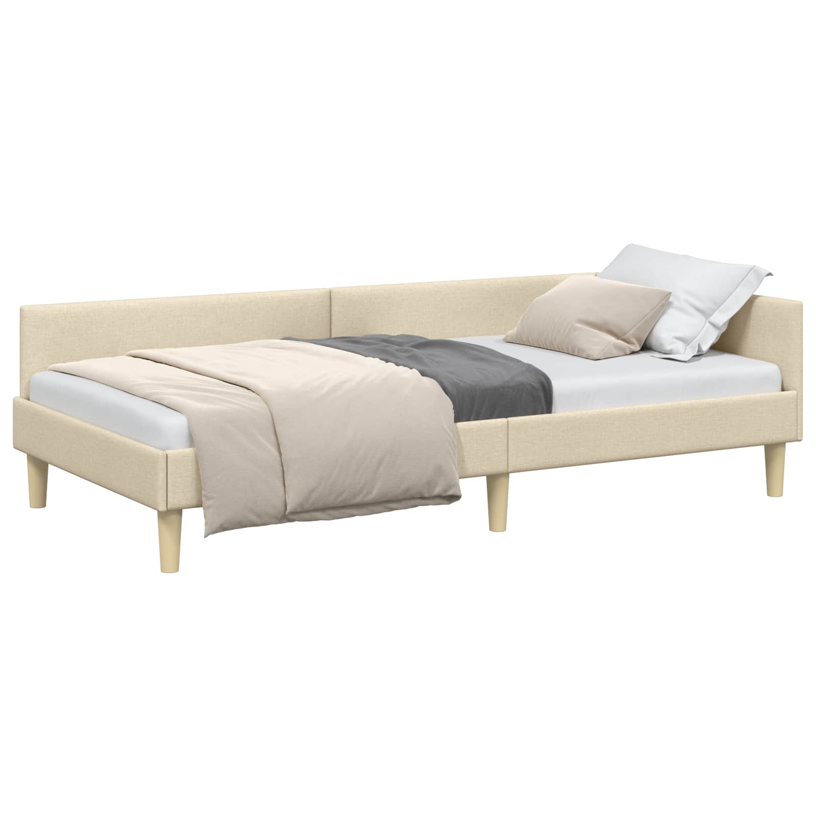 Kutni okvir kreveta Krema 80 x 200 cm tkanina