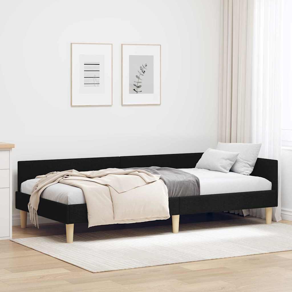 Kutni okvir kreveta Crna 90 x 190 cm tkanina