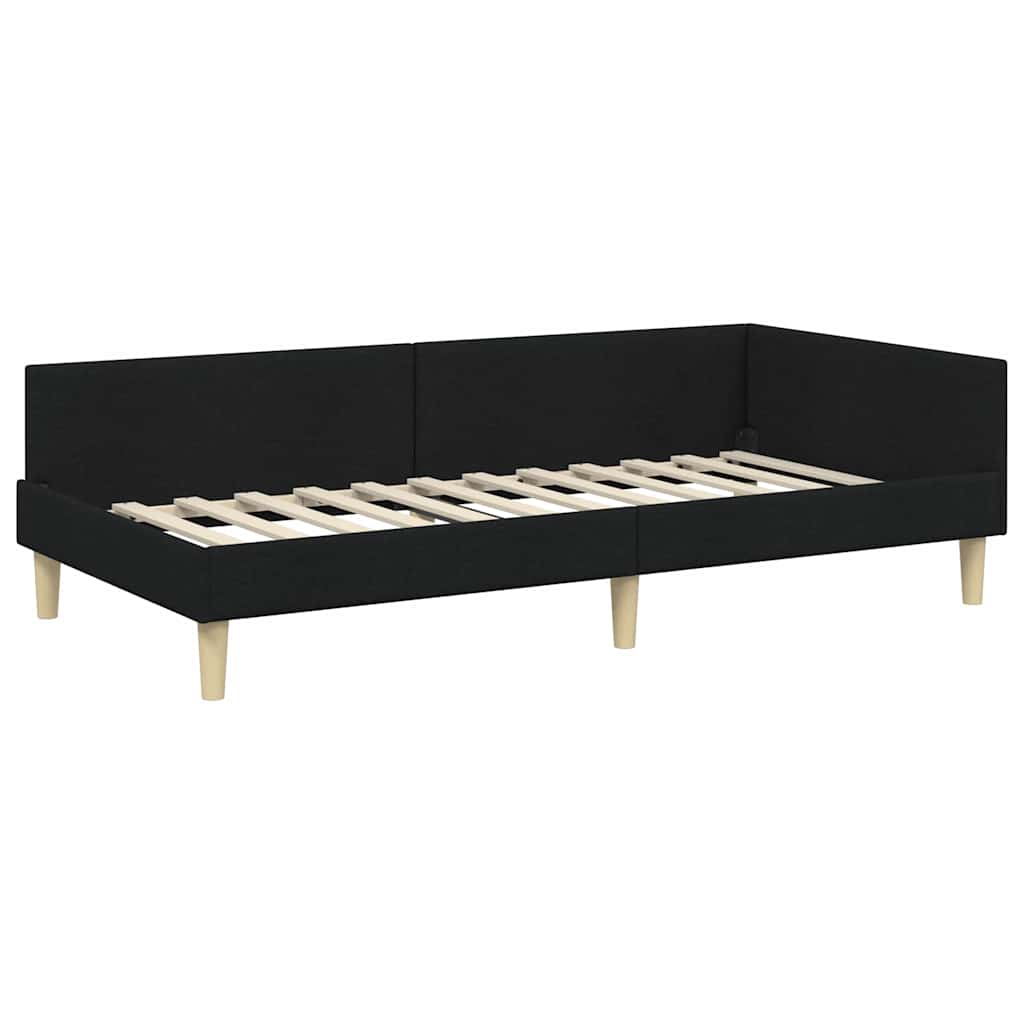 Kutni okvir kreveta Crna 90 x 190 cm tkanina
