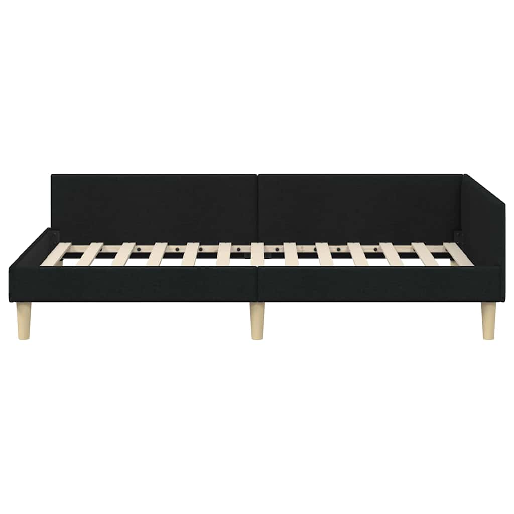 Kutni okvir kreveta Crna 90 x 190 cm tkanina
