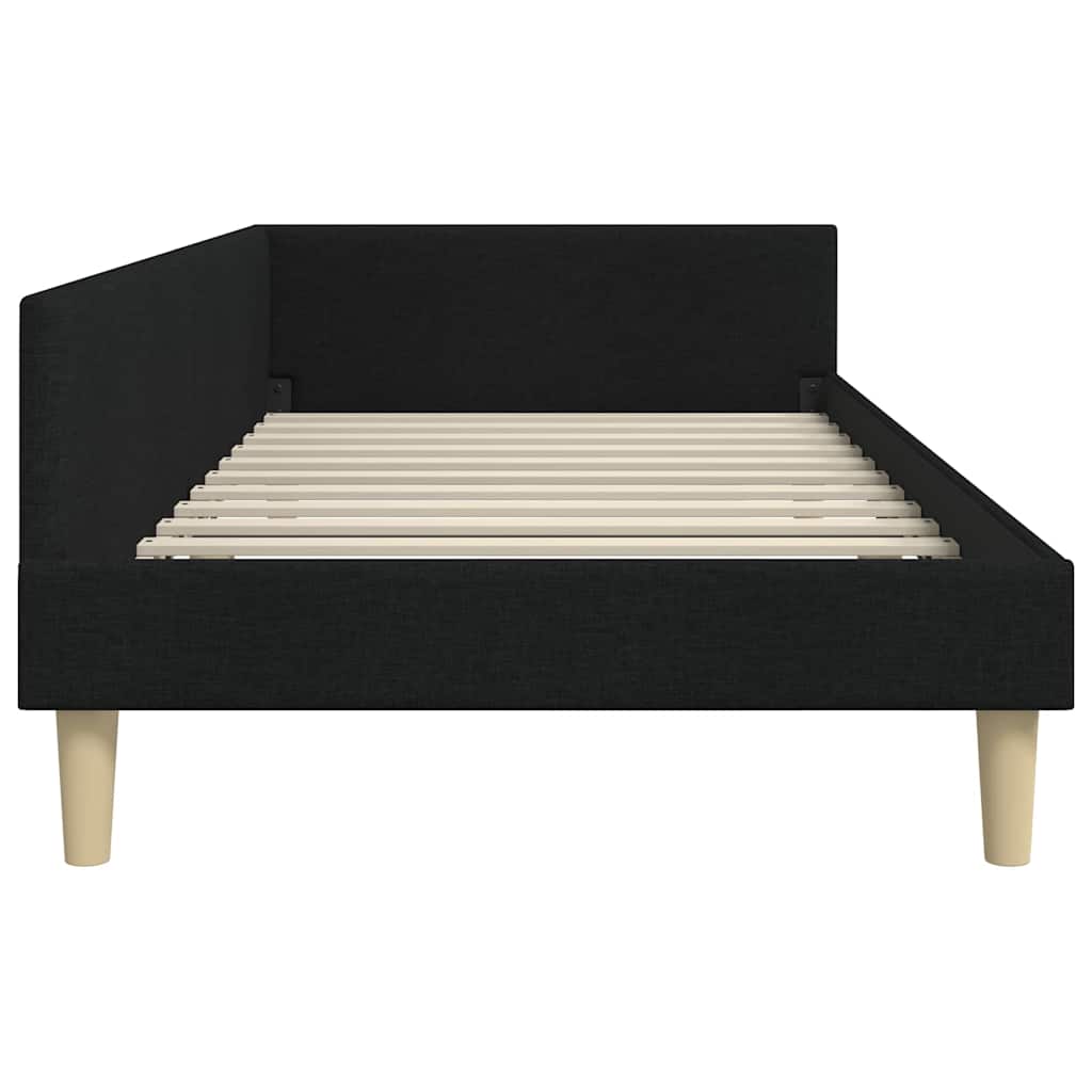 Kutni okvir kreveta Crna 90 x 190 cm tkanina
