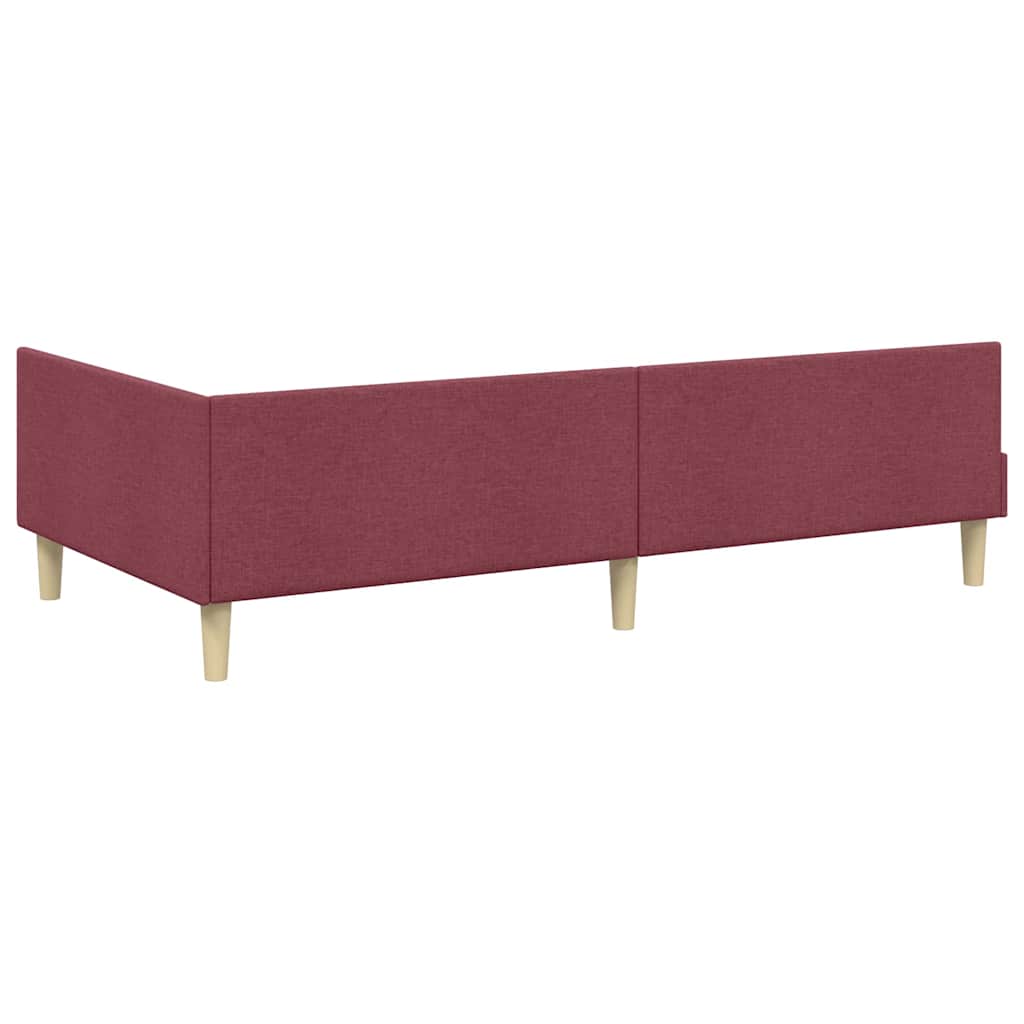 Kutni okvir kreveta Vinska crvena 90 x 190 cm tkanina
