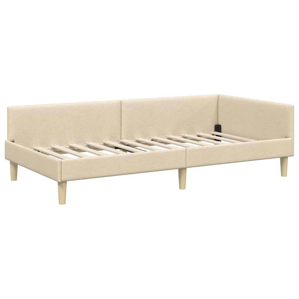 Kutni okvir kreveta Krema 90 x 190 cm tkanina