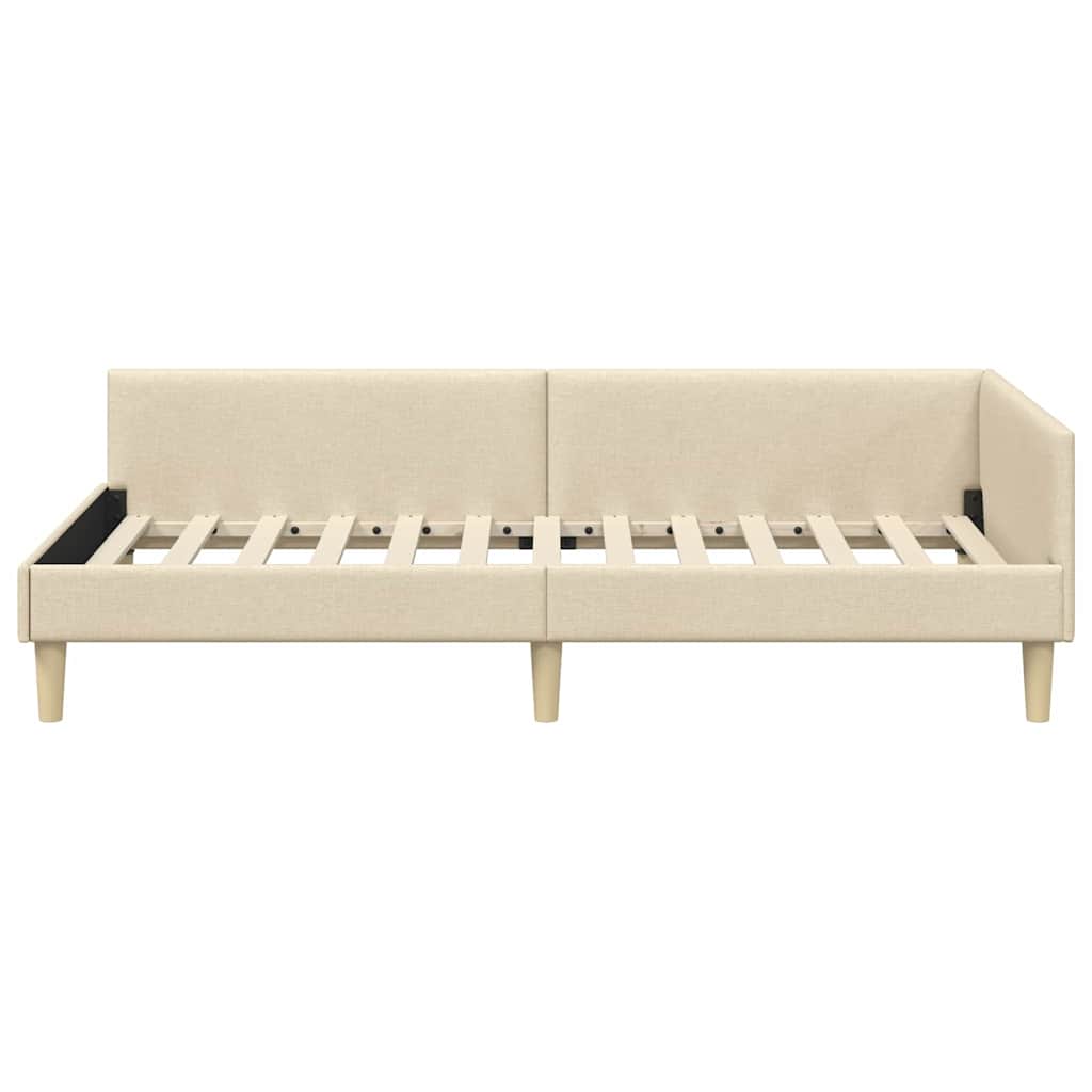 Kutni okvir kreveta Krema 90 x 190 cm tkanina