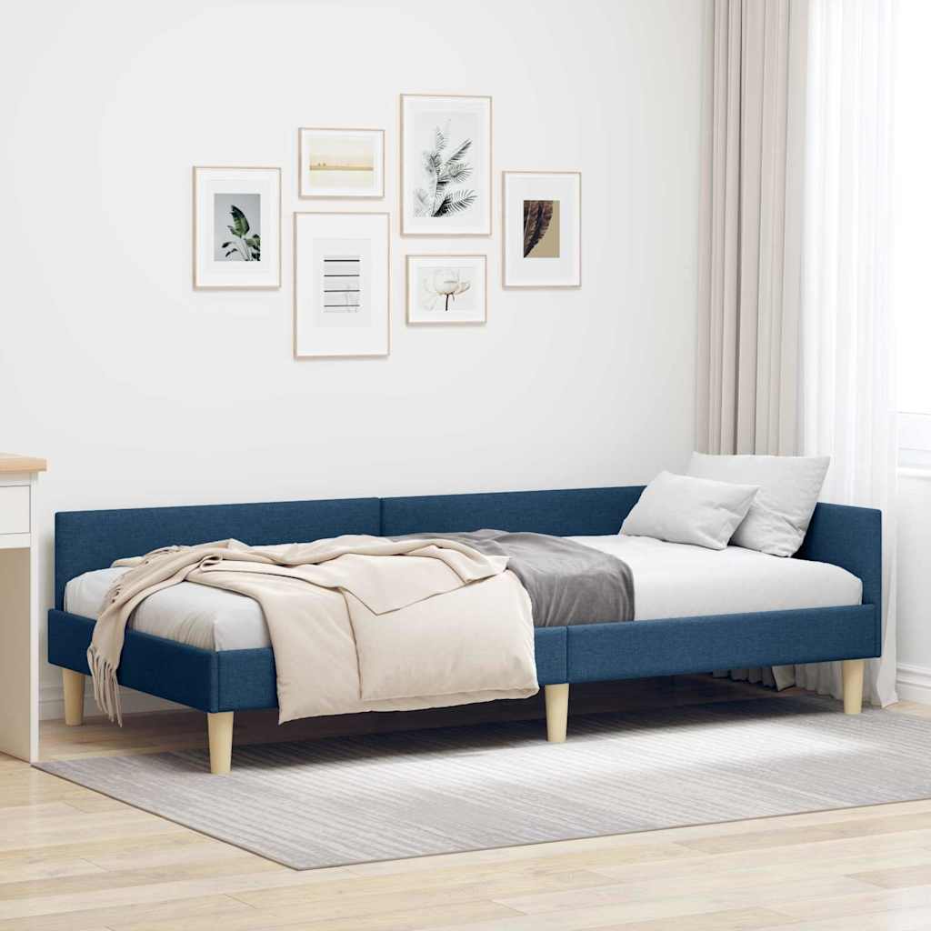 Kutni okvir kreveta Plava 90 x 190 cm tkanina