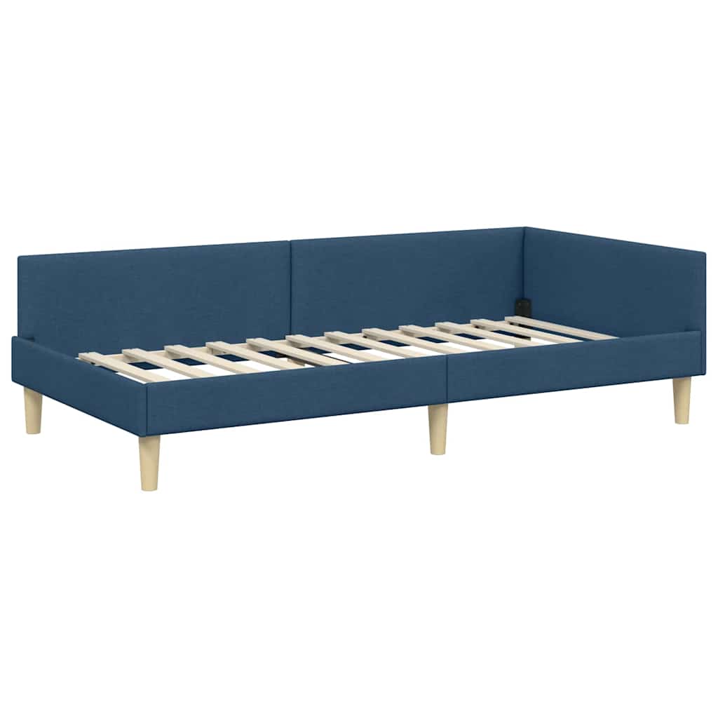 Kutni okvir kreveta Plava 90 x 190 cm tkanina