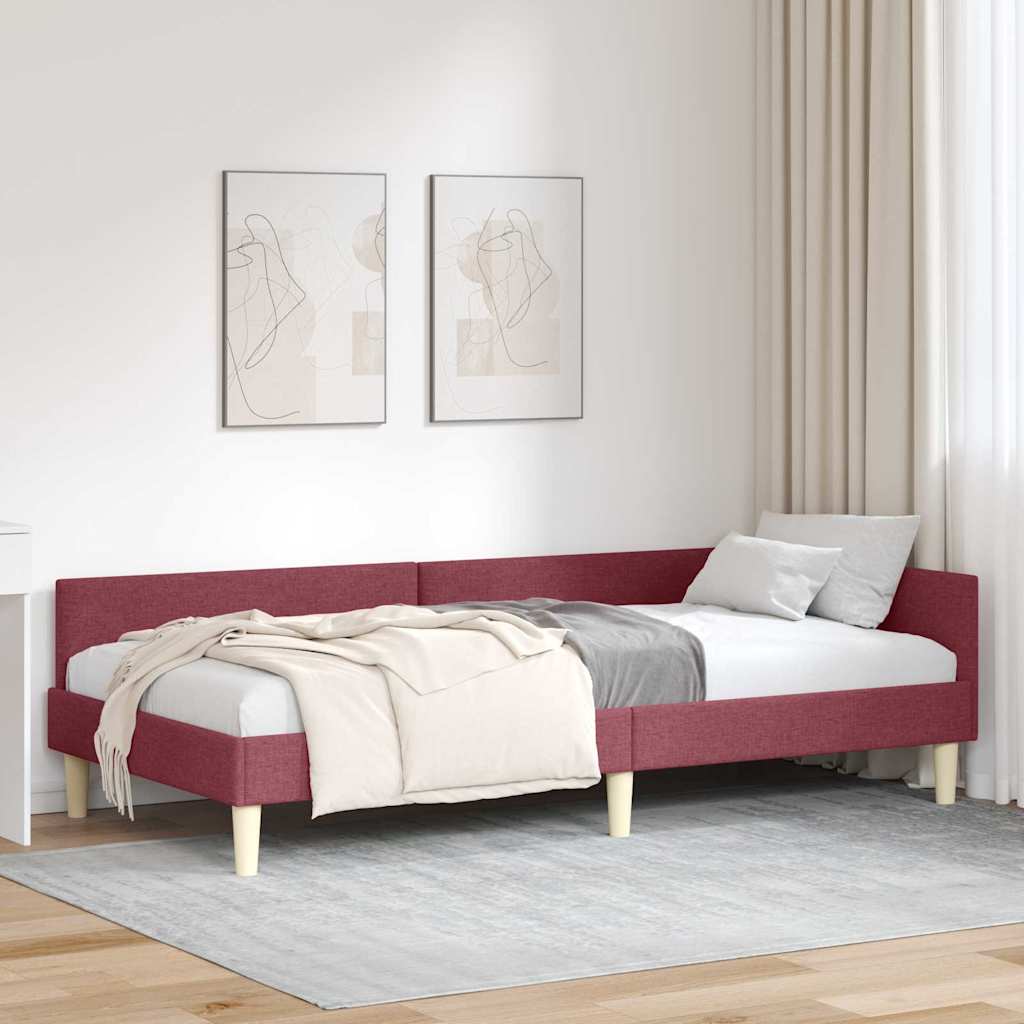 Kutni okvir kreveta Vinska crvena 90 x 200 cm tkanina