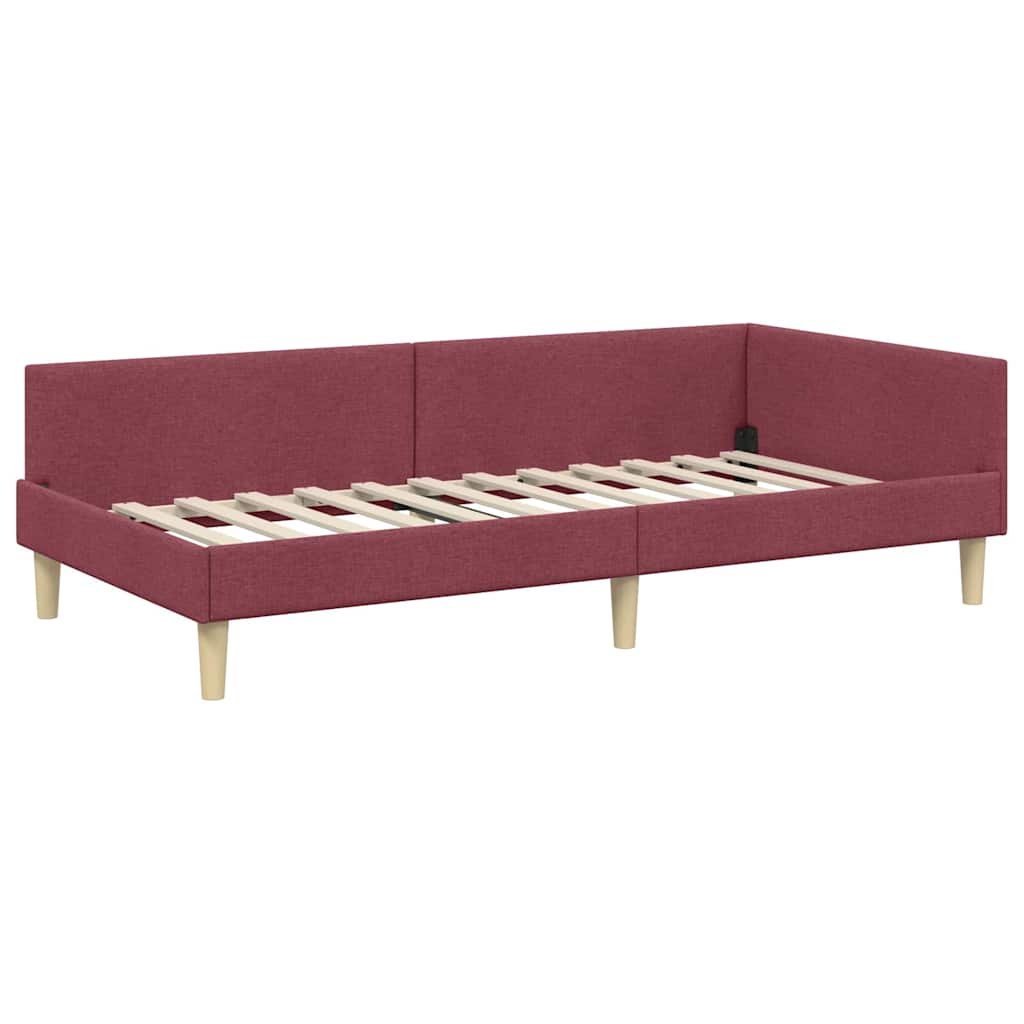 Kutni okvir kreveta Vinska crvena 90 x 200 cm tkanina