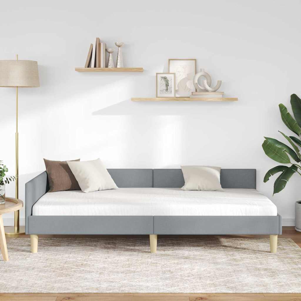 Kutni okvir kreveta Svijetlo siva 100 x 200 cm tkanina