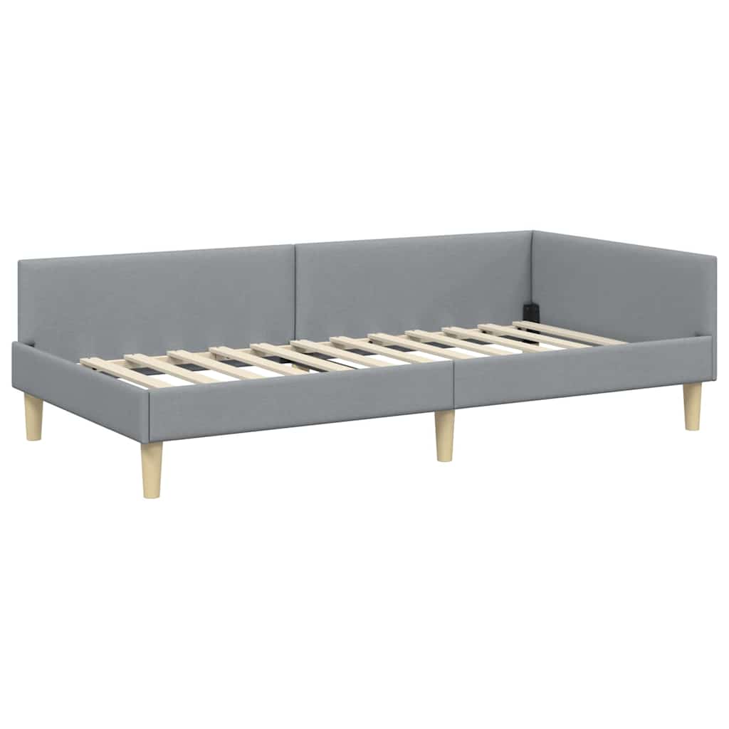 Kutni okvir kreveta Svijetlo siva 100 x 200 cm tkanina