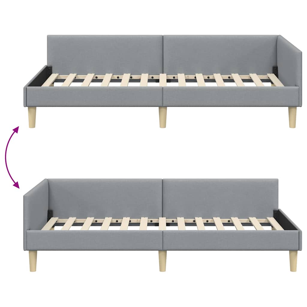 Kutni okvir kreveta Svijetlo siva 100 x 200 cm tkanina