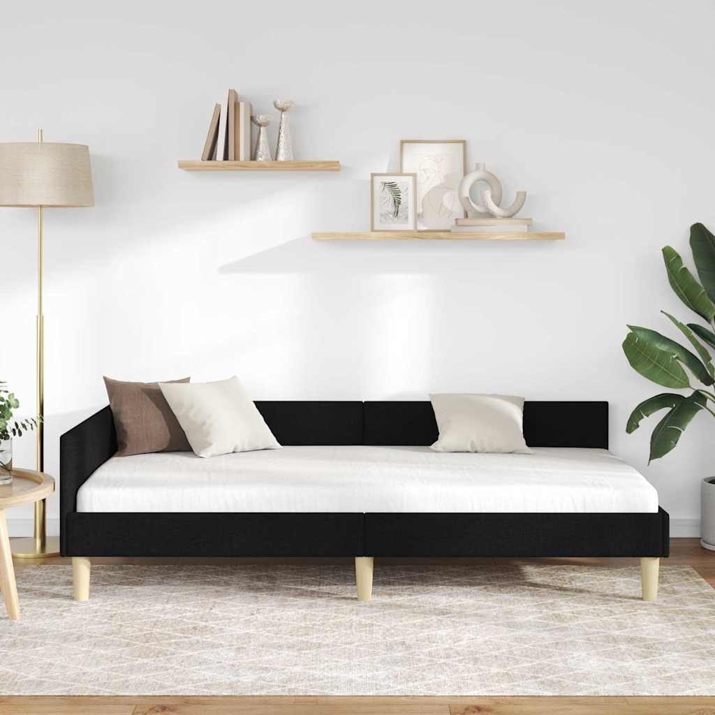 Kutni okvir kreveta Crna 100 x 200 cm tkanina