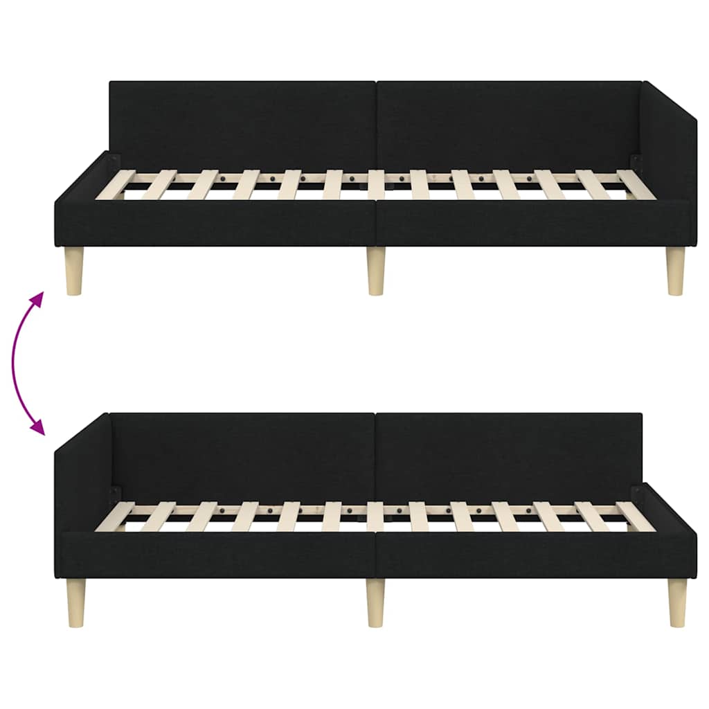 Kutni okvir kreveta Crna 100 x 200 cm tkanina
