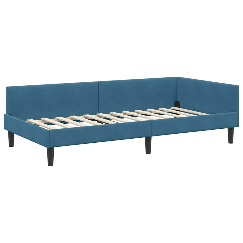 Kutni okvir kreveta s uzglavljem Plava 80 cm x 200 cm Baršun