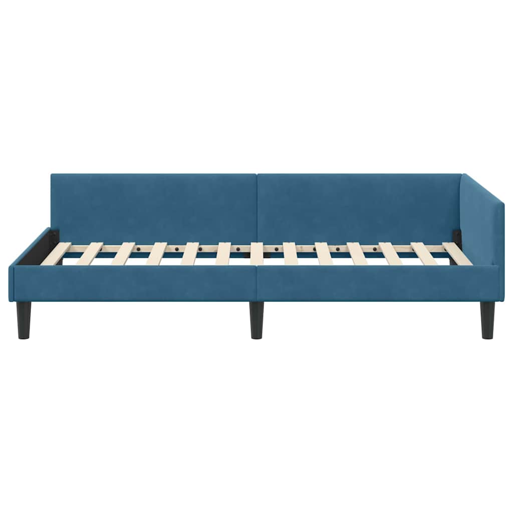 Kutni okvir kreveta s uzglavljem Plava 80 cm x 200 cm Baršun