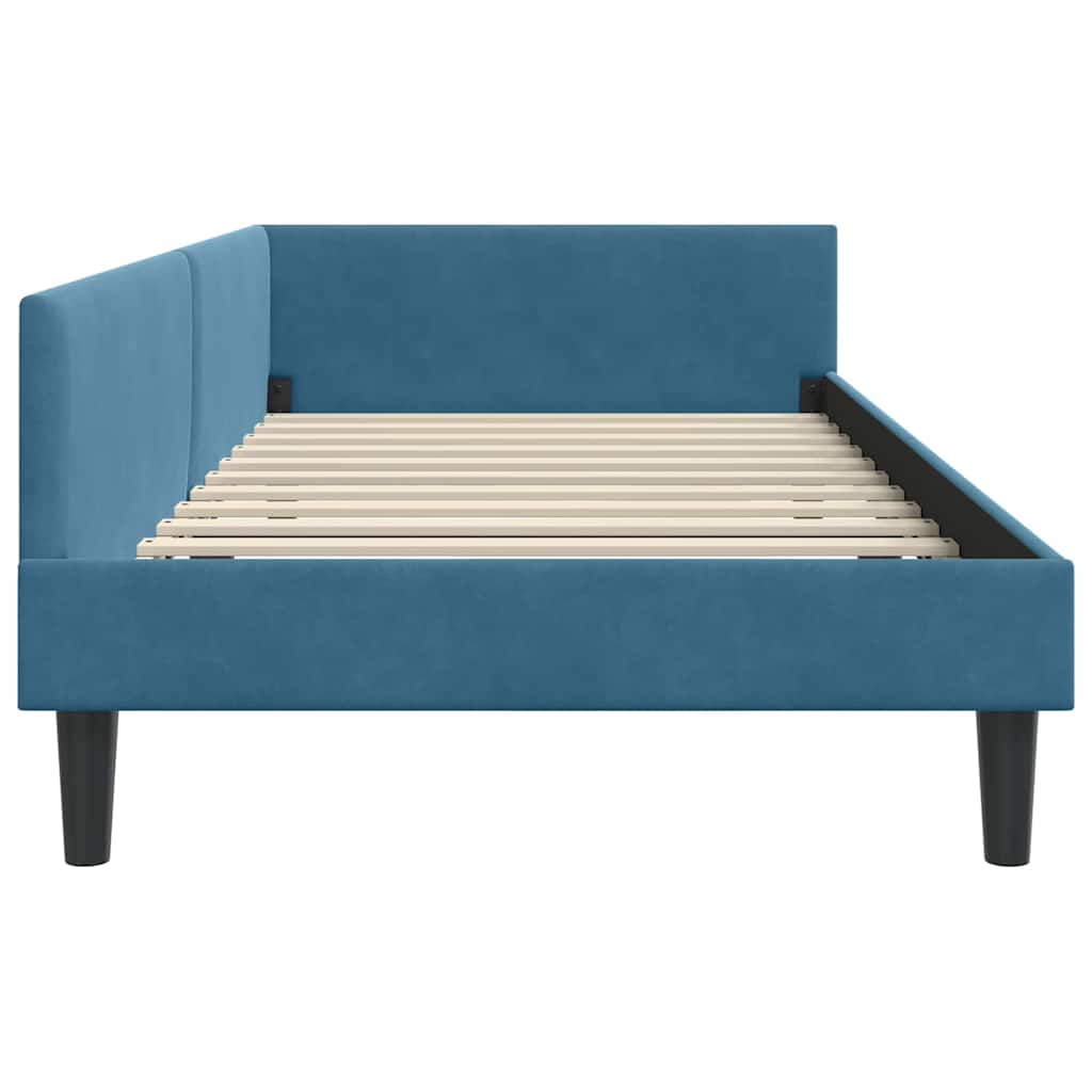 Kutni okvir kreveta s uzglavljem Plava 80 cm x 200 cm Baršun
