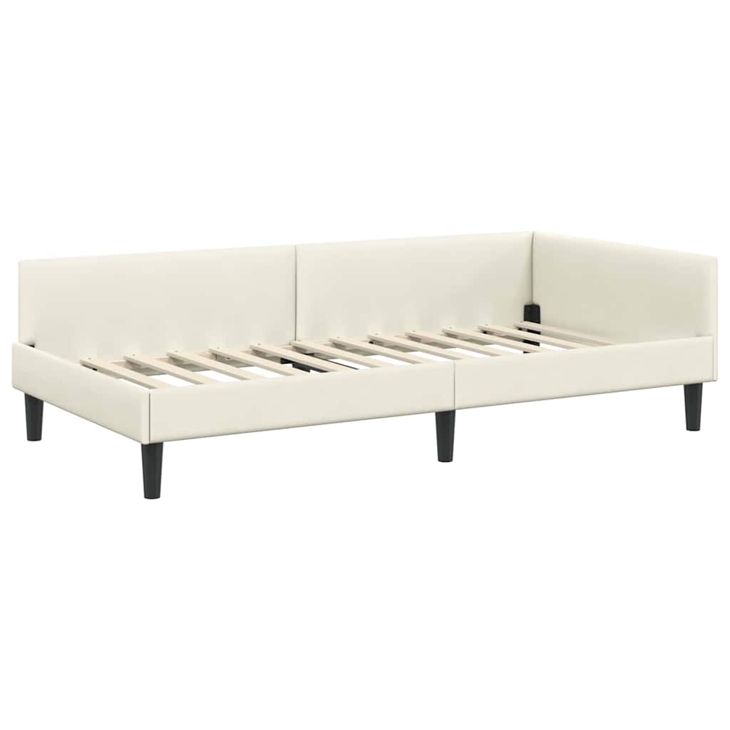 Kutni okvir kreveta s uzglavljem Krema 80 cm x 200 cm Baršun
