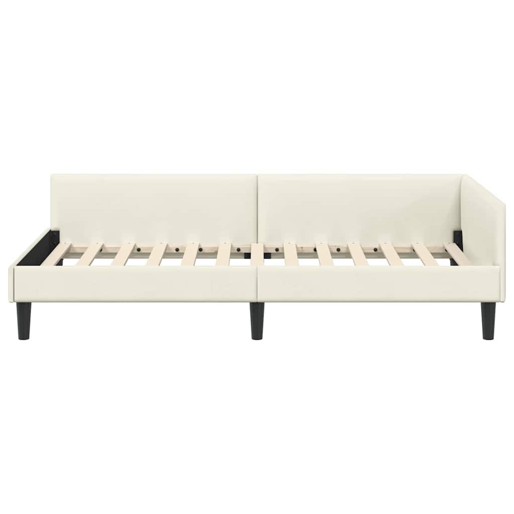 Kutni okvir kreveta s uzglavljem Krema 80 cm x 200 cm Baršun