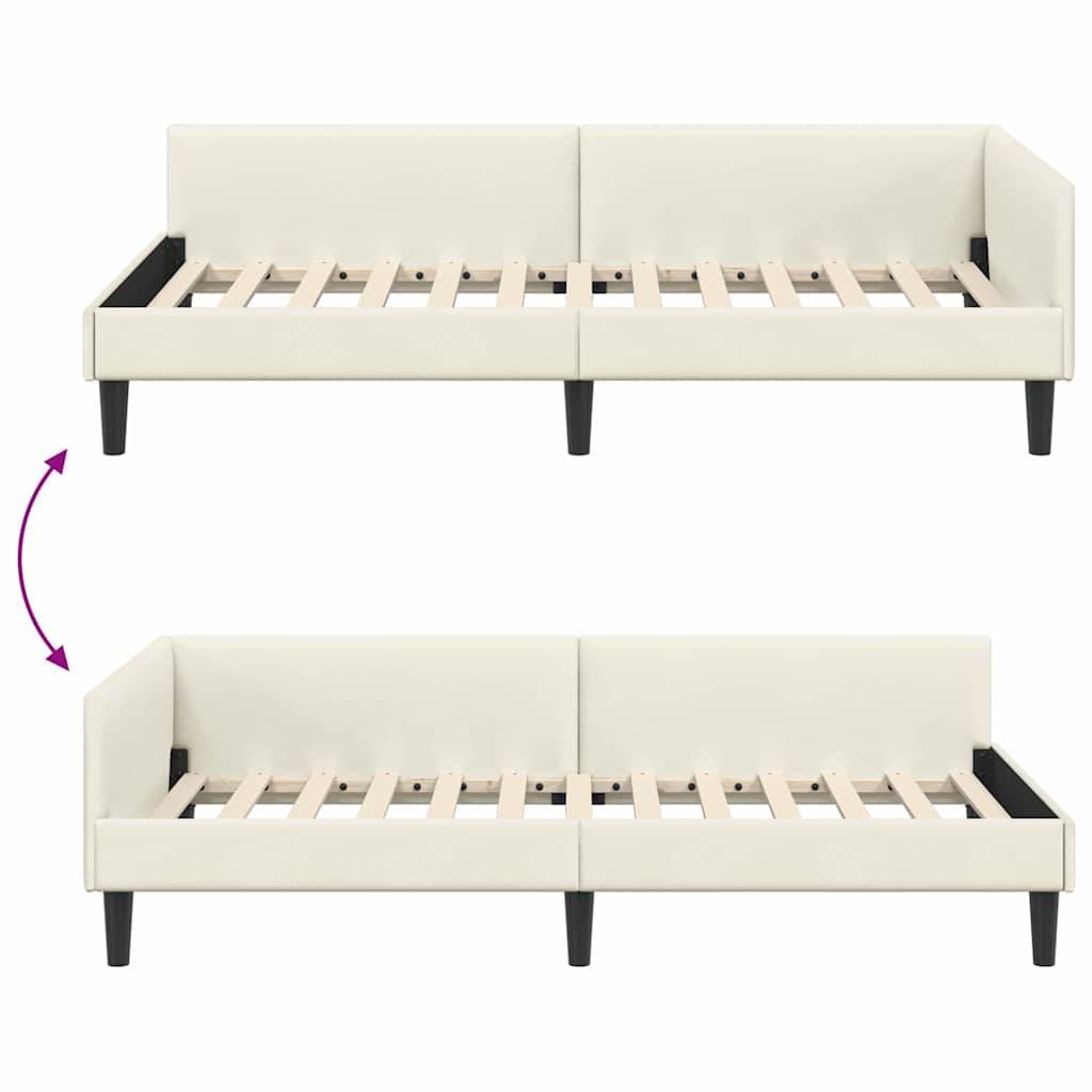 Kutni okvir kreveta s uzglavljem Krema 80 cm x 200 cm Baršun
