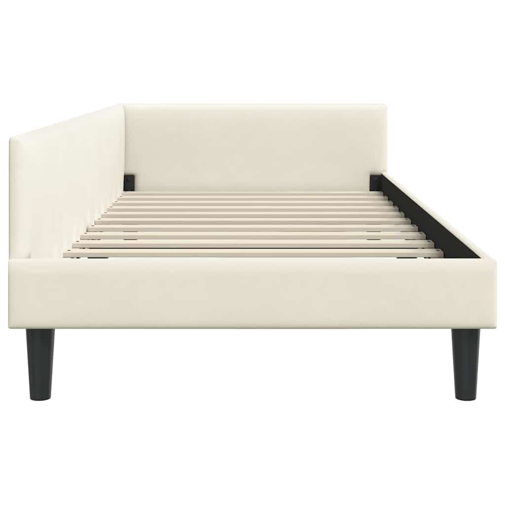 Kutni okvir kreveta s uzglavljem Krema 80 cm x 200 cm Baršun