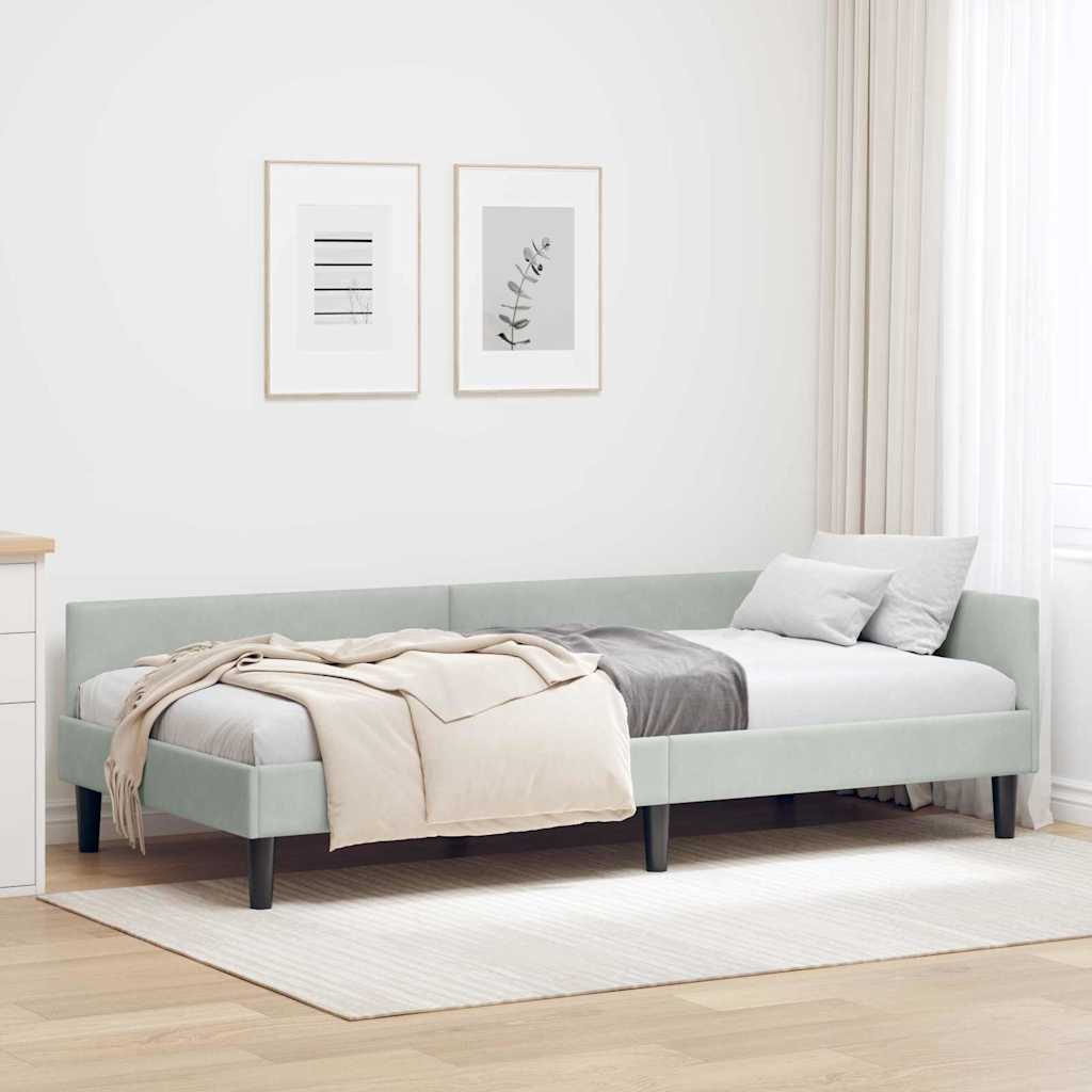 Kutni okvir kreveta Svijetlo siva 90 cm x 190 cm Baršun