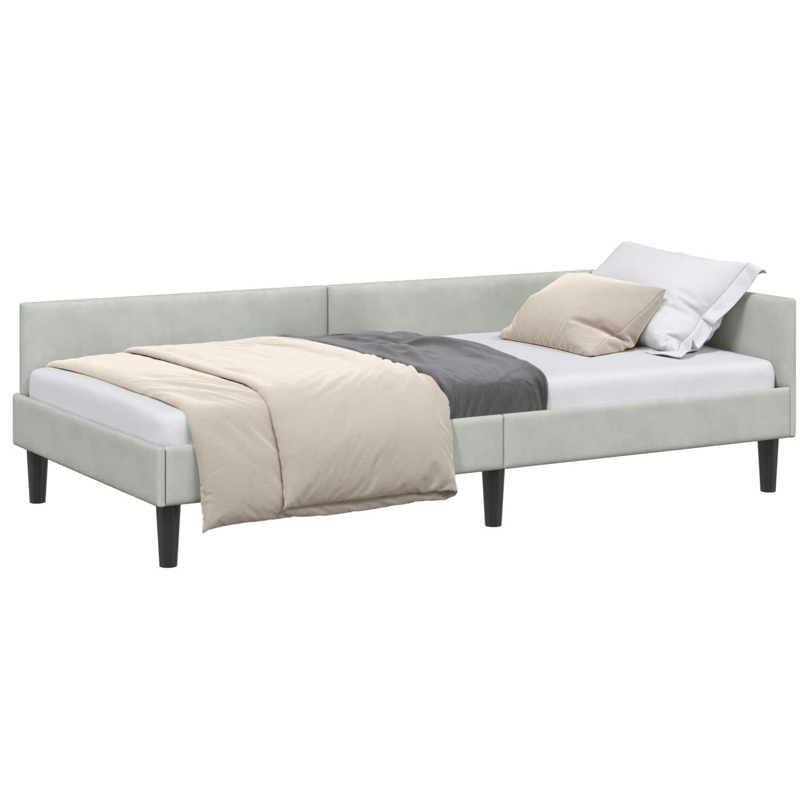 Kutni okvir kreveta Svijetlo siva 90 cm x 190 cm Baršun