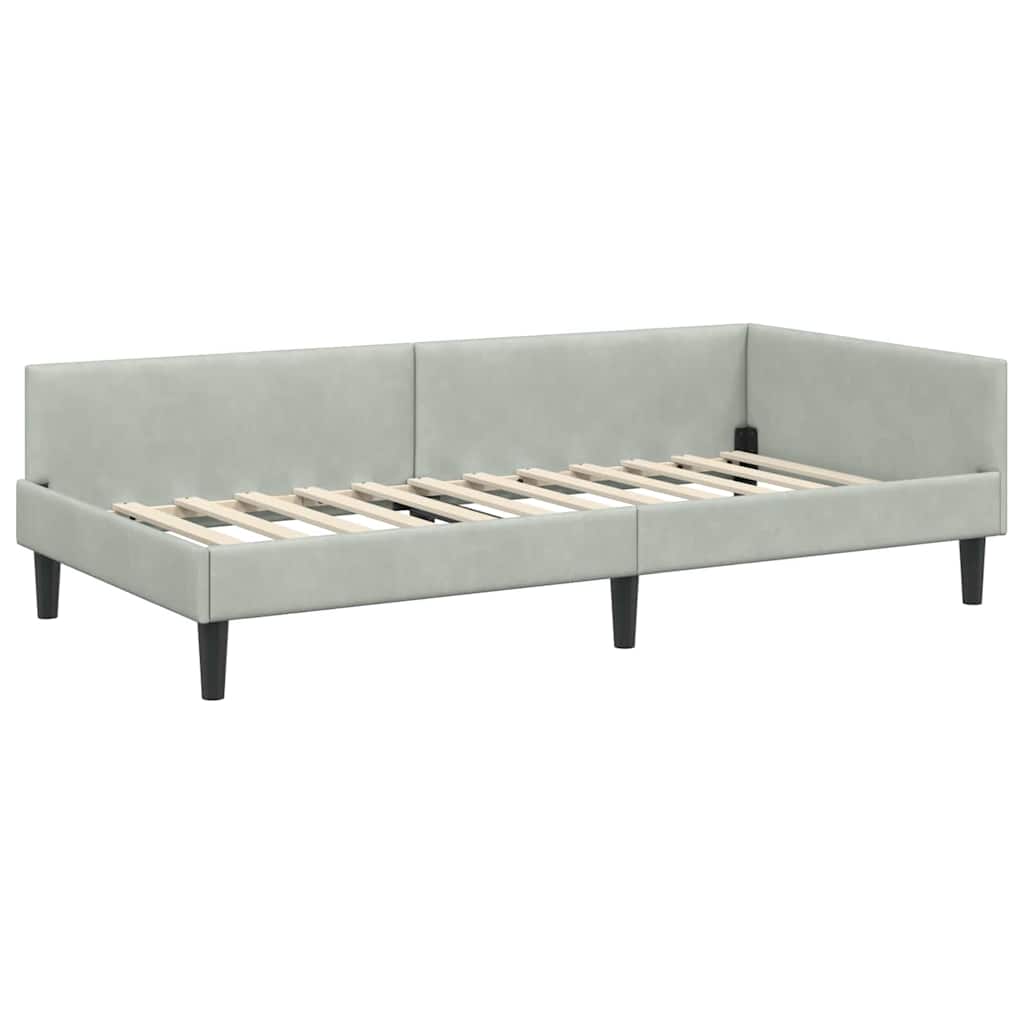 Kutni okvir kreveta Svijetlo siva 90 cm x 190 cm Baršun