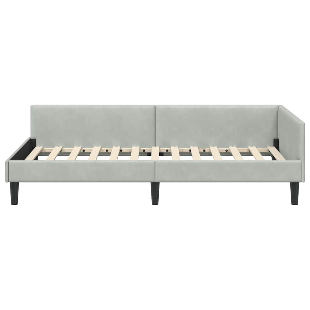 Kutni okvir kreveta Svijetlo siva 90 cm x 190 cm Baršun