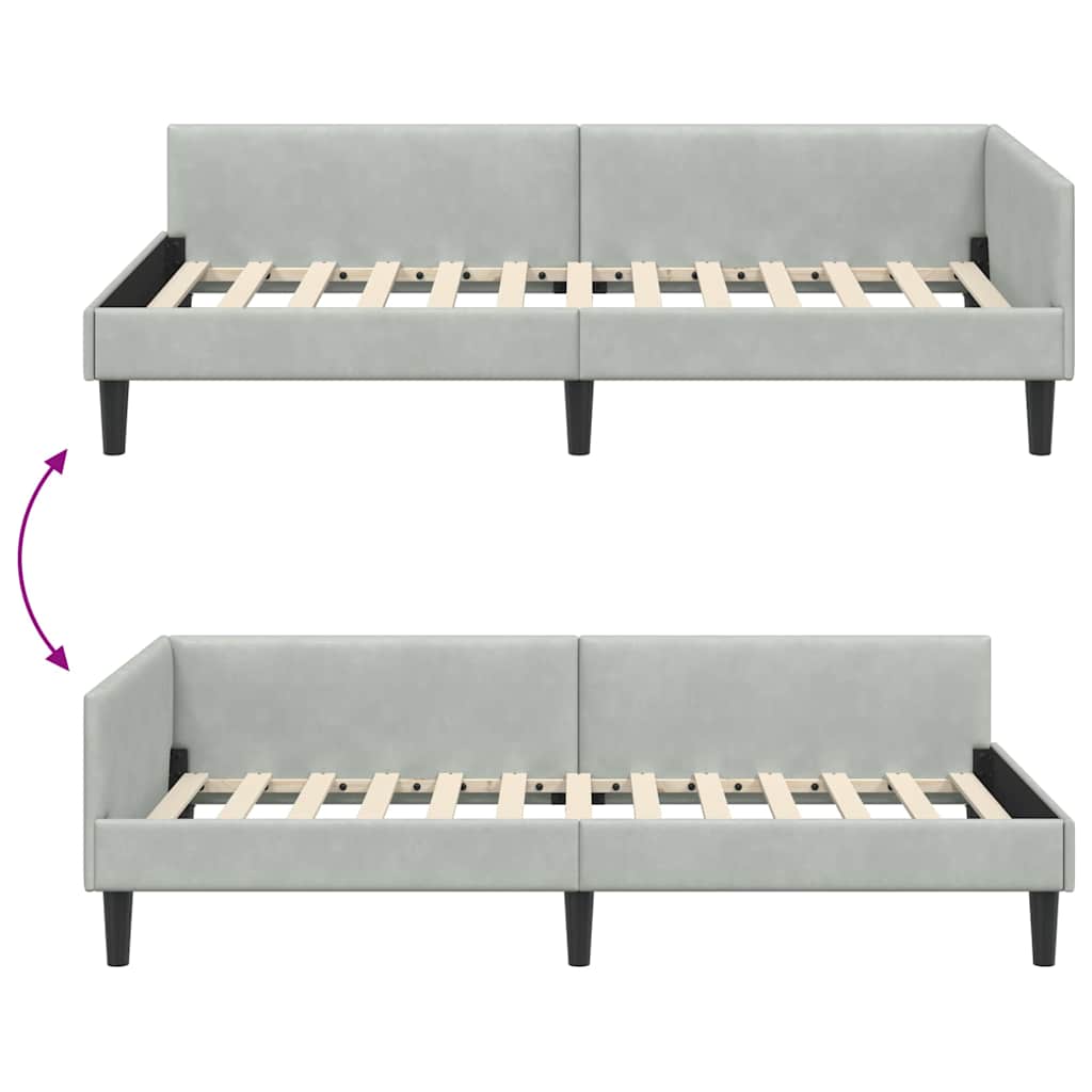 Kutni okvir kreveta Svijetlo siva 90 cm x 190 cm Baršun
