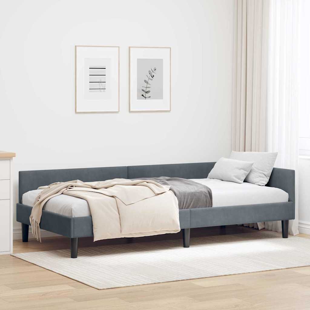 Kutni okvir kreveta Tamno siva 90 cm x 190 cm Baršun