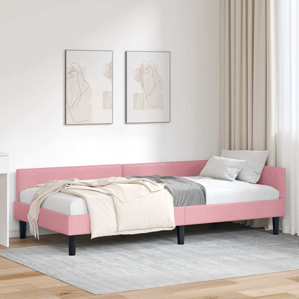Kutni okvir kreveta Ružičasta 90 cm x 190 cm Baršun