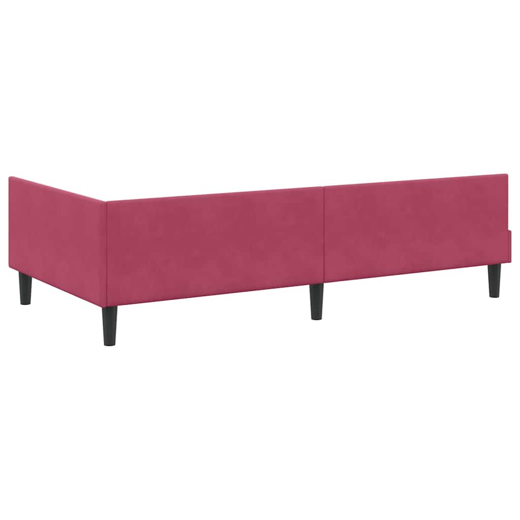 Kutni okvir kreveta Vinska crvena 90 cm x 190 cm Baršun
