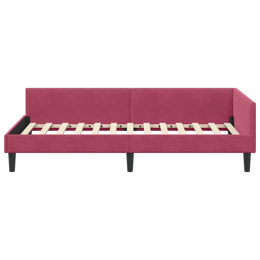 Kutni okvir kreveta Vinska crvena 90 cm x 190 cm Baršun