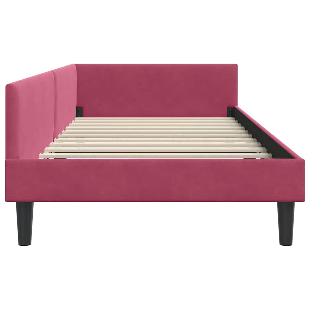Kutni okvir kreveta Vinska crvena 90 cm x 190 cm Baršun