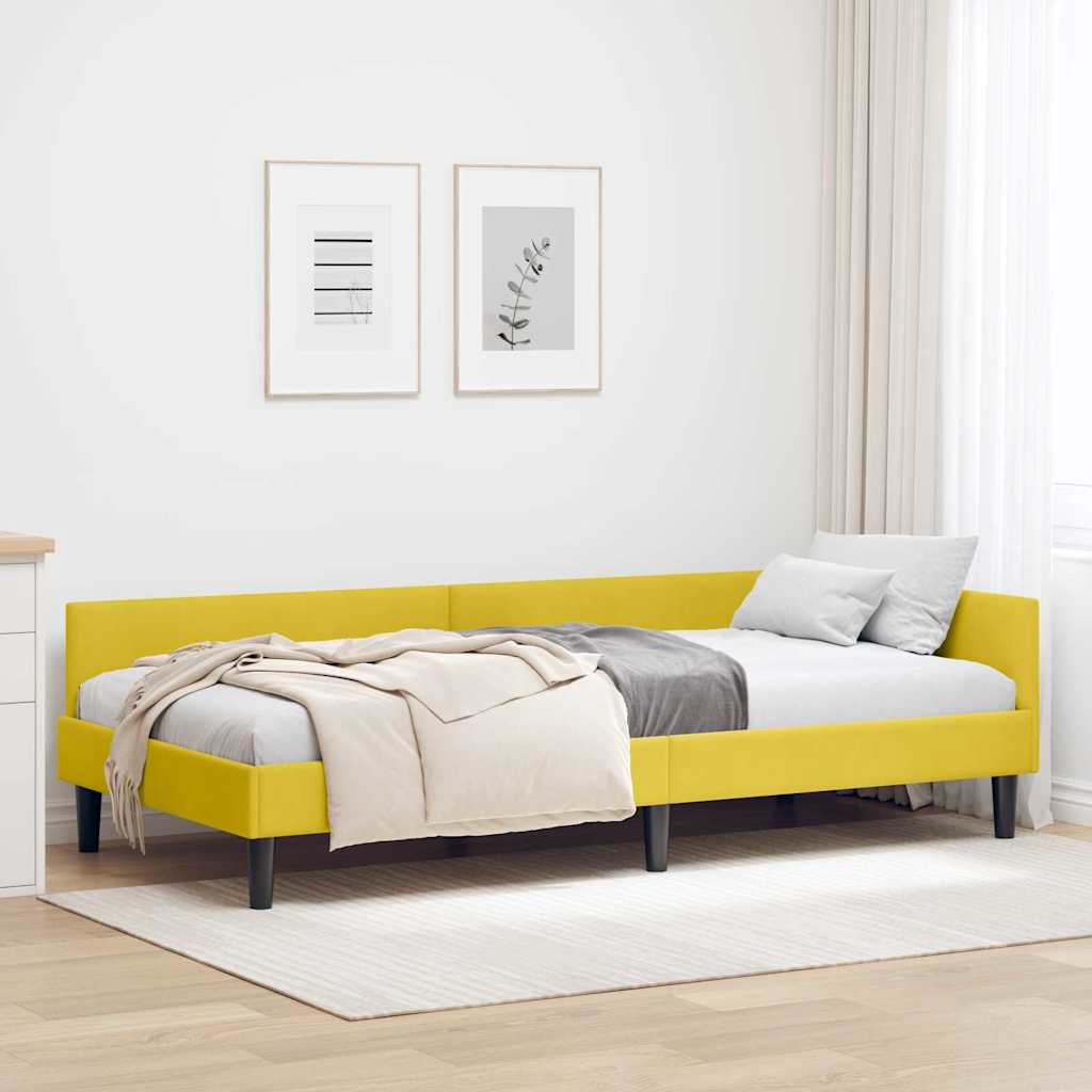 Kutni okvir kreveta s uzglavljem Žuta 90 cm x 190 cm Baršun