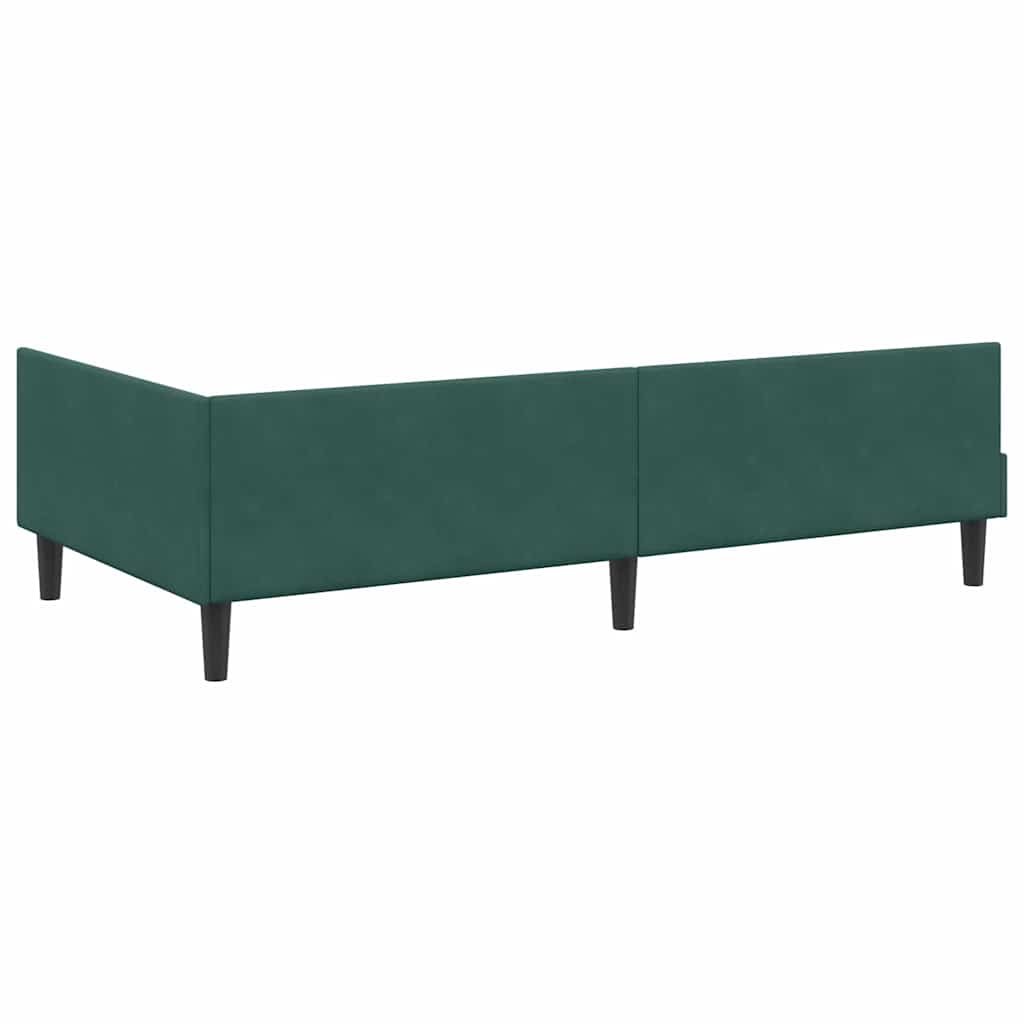 Kutni okvir kreveta Tamnozelena 90 cm x 200 cm Baršun