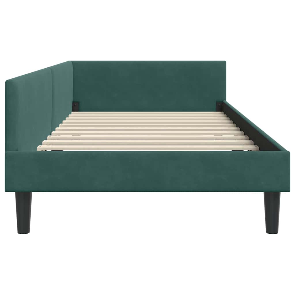 Kutni okvir kreveta Tamnozelena 90 cm x 200 cm Baršun