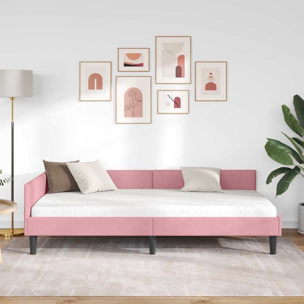 Kutni okvir kreveta Ružičasta 90 cm x 200 cm Baršun