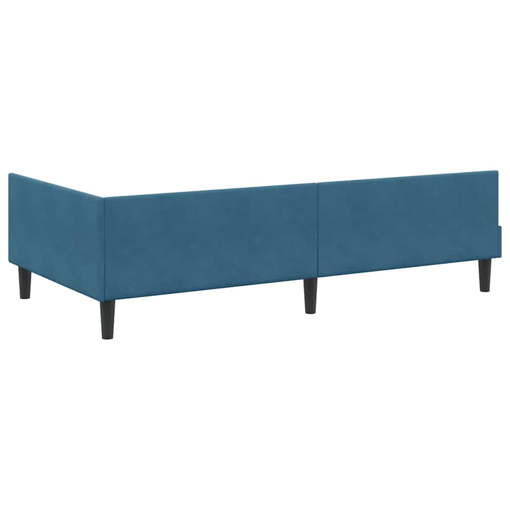 Kutni okvir kreveta s uzglavljem Plava 100 cm x 200 cm Baršun