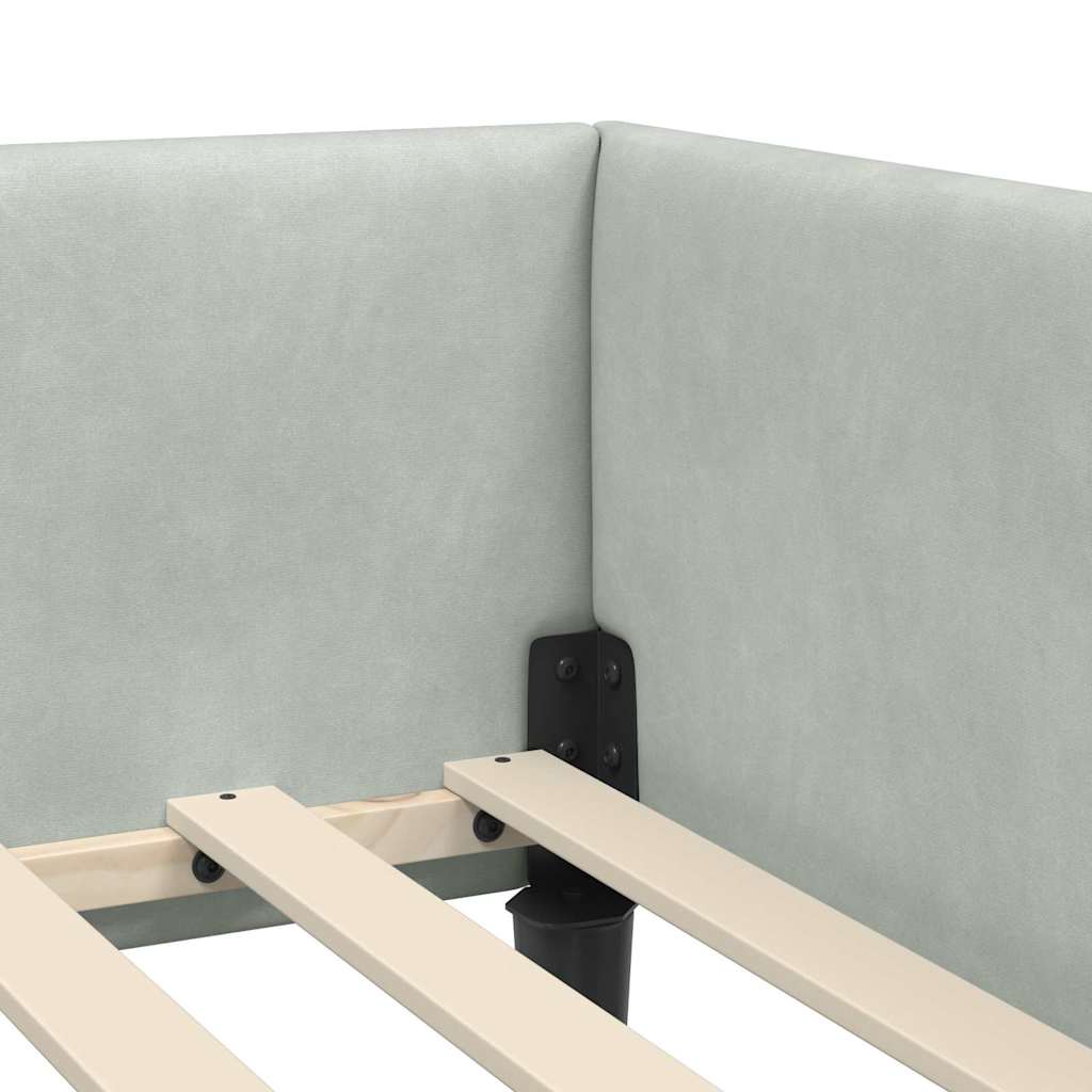 Kutni okvir kreveta Svijetlo siva 100 cm x 200 cm Baršun