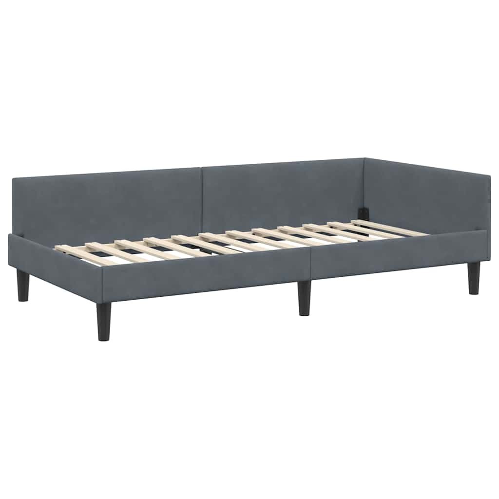 Kutni okvir kreveta Tamno siva 100 cm x 200 cm Baršun