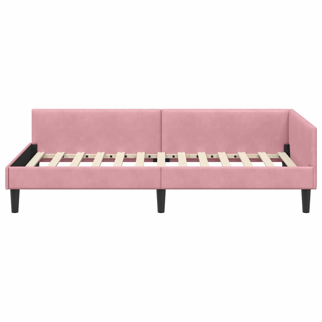 Kutni okvir kreveta Ružičasta 100 cm x 200 cm Baršun