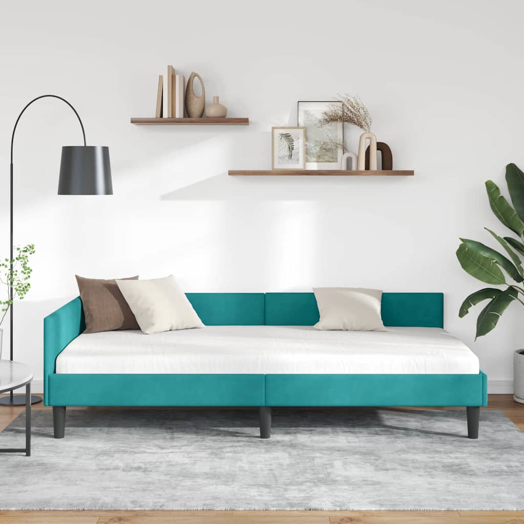 Kutni okvir kreveta Tirkizna 100 cm x 200 cm Baršun