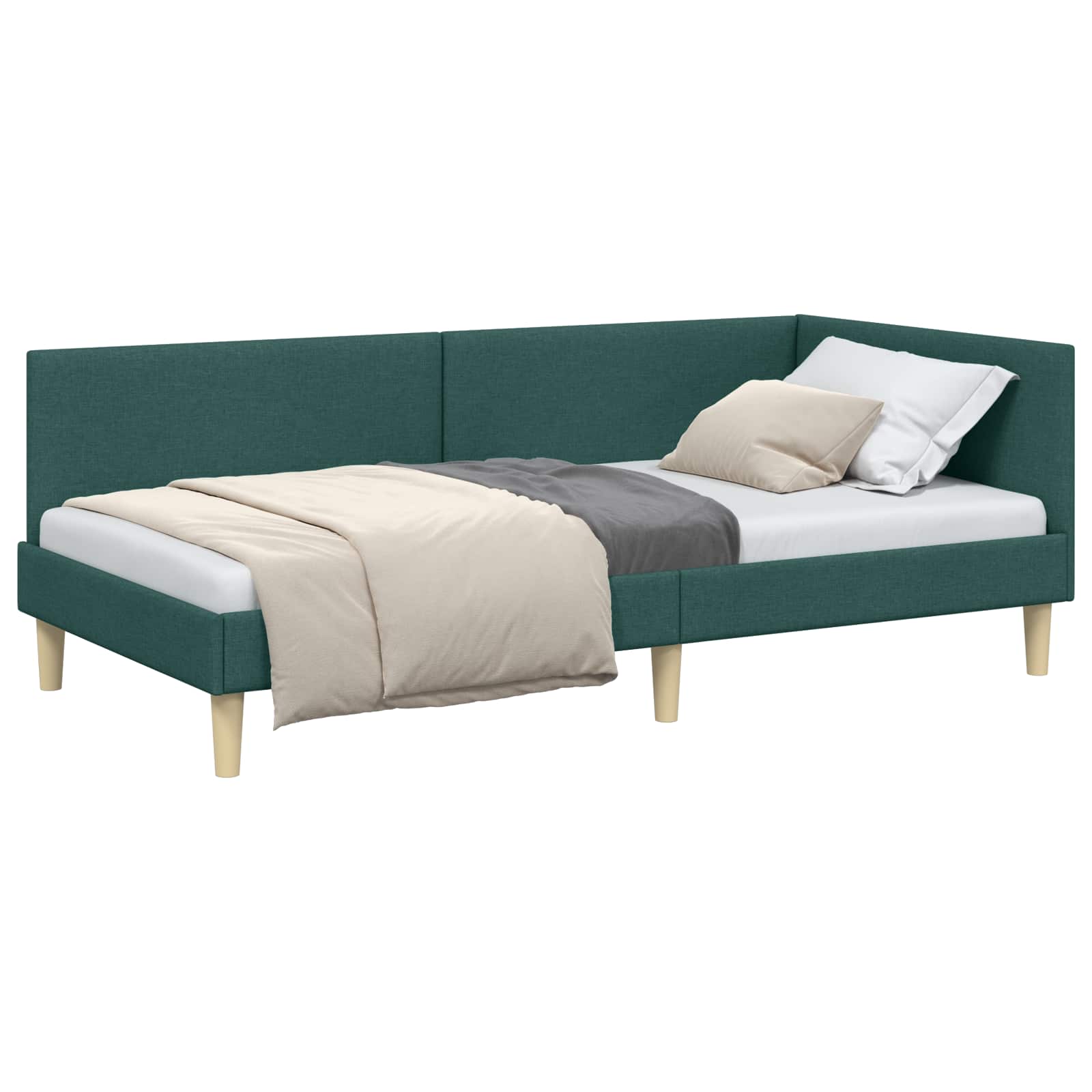 Kutni okvir kreveta s uzglavljem Tamnozelena 80 cm x 200 cm