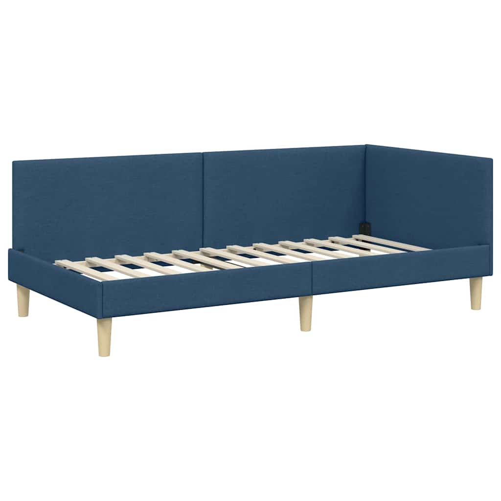 Kutni okvir kreveta Plava 80 cm x 200 cm Tkanina i šperploča
