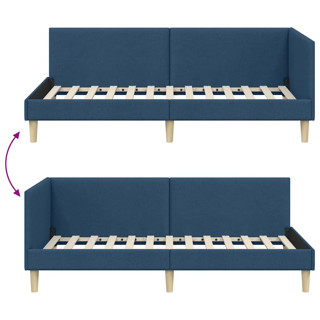 Kutni okvir kreveta Plava 80 cm x 200 cm Tkanina i šperploča