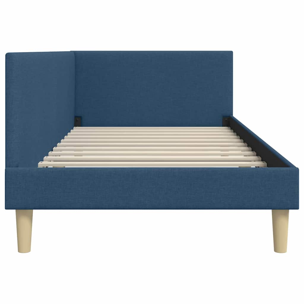 Kutni okvir kreveta Plava 80 cm x 200 cm Tkanina i šperploča